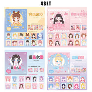 4 SET | Princess Dressup Stickers Beautiful Princess Change Costume Stickers