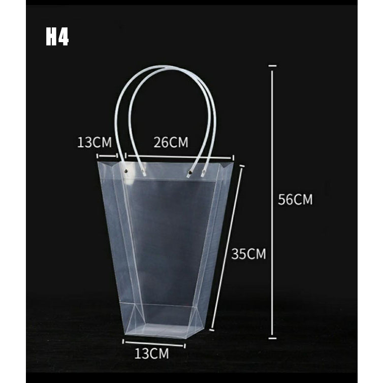 1pc Transparent PVC Tote Bag Flower Bouquet Packaging Bag Clear Handbags