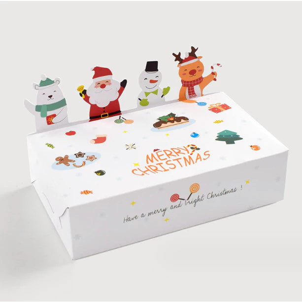 10Pcs 3d Christmas biscuit box Kraft Paper Candy Gift Box Cartoon Cookie Box