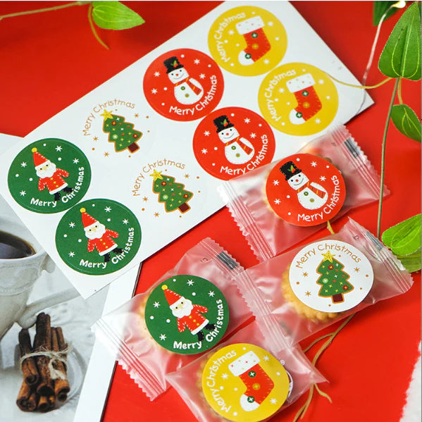 (10sheets/80pcs) Christmas Round Label Sticker Gift Package Stickers for Candy Box