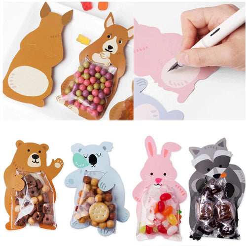 10Pcs Cute Animal Cookies Packaging Snack Candy Bags