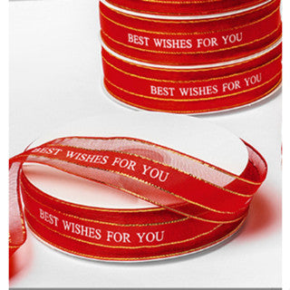 (2.5cmx50yards) BEST WISHES FOR YOU Organza Ribbon Wedding/Birthday Decoration