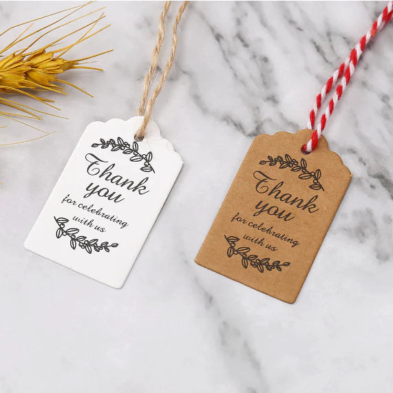 100pcs | BLACK Thankyou Stamping Paper Gift Tags Hang Label Decor Wedding Gift Tag