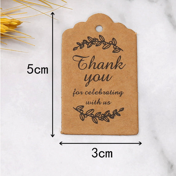 100pcs | BLACK Thankyou Stamping Paper Gift Tags Hang Label Decor Wedding Gift Tag