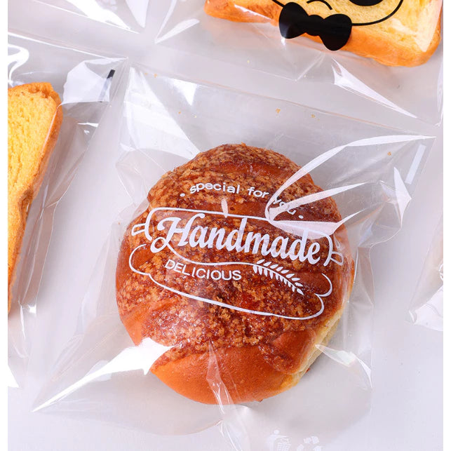 100Pcs Bread Packaging Bag Self Adhesive Plastic Food Donut Pastry Bag