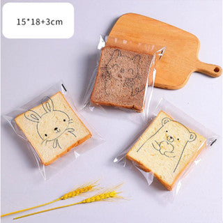 100Pcs Bread Packaging Bag Self Adhesive Plastic Food Donut Pastry Bag