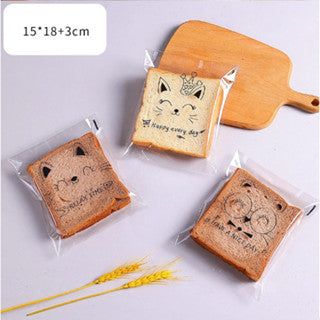 100Pcs Bread Packaging Bag Self Adhesive Plastic Food Donut Pastry Bag