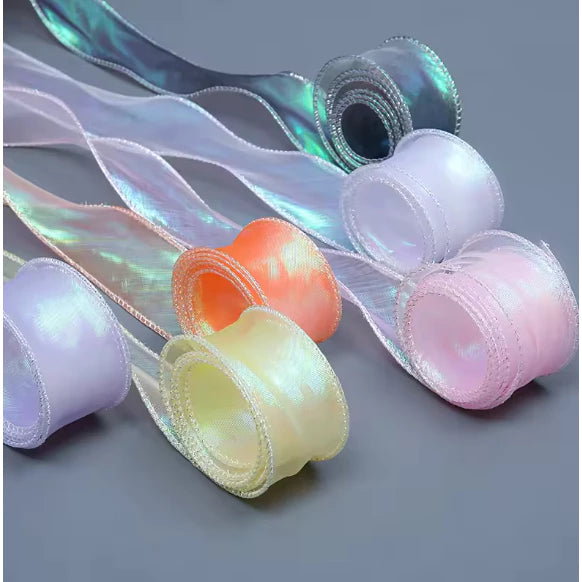 Fantasy fish tail yarn pleated yarn Ribbon With Wavy Edge Wrap Flower Gift Decoration