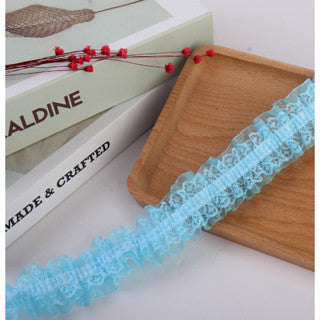 4cm/5yards double-layer ribbon pleated lace elastic hair children's headdress decoration