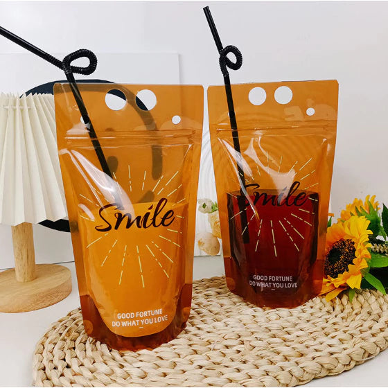 100pcs Disposable beverage bag juice bag self-sealing lemonade milk tea packaging bag