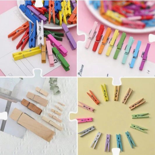 50pcs Natural Mini Wooden Clips for Clothespins Decorative Photos Papers