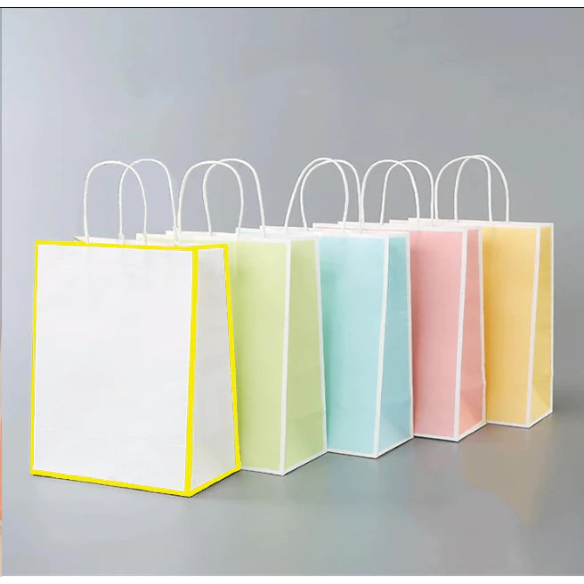 1pc Colorful Border Twisted Handle Kraft Paper Bag with twist Handle bag Gift Bag