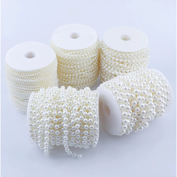 5Meters White Pearl Beads Chain Trim Garland Flowers DIY Wedding Party Decor