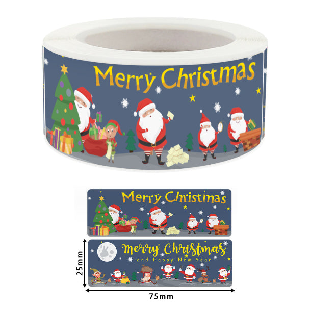 120 pcs/roll red roll Christmas long sticker gift box seal sticker label