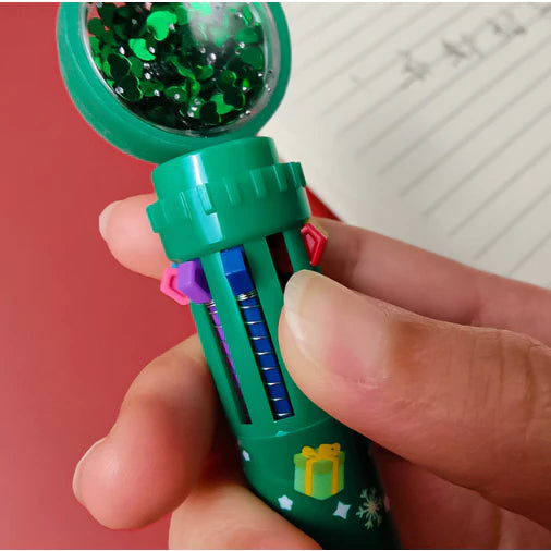 1pc Christmas Ten Color Ballpoint Pen 1 Press Student Multi-Function Pen