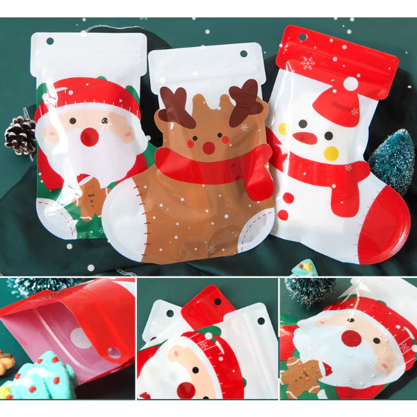 1pc Christmas Ziplock Plastic Gift Bags Candy party Packaging Bags