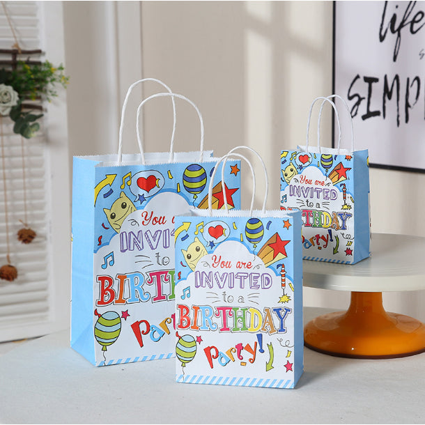 12pcs | Happy Birthday Gift Bags candy bag Birthday Party Favor Paper Bags
