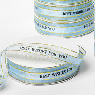 (2.5cmx50yards) BEST WISHES FOR YOU Organza Ribbon Wedding/Birthday Decoration