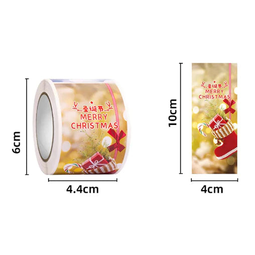 100 pcs/roll Rectangular Christmas long sticker gift box seal sticker label