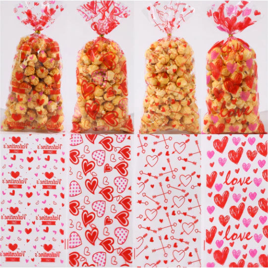 50pcs Valentine's Day Candy Bag Love Snack Cookie Bag Party Loot Bags