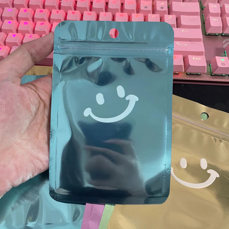 1pc Cartoon smiley face ziplock bag transparent aluminum inner printing packaging bag