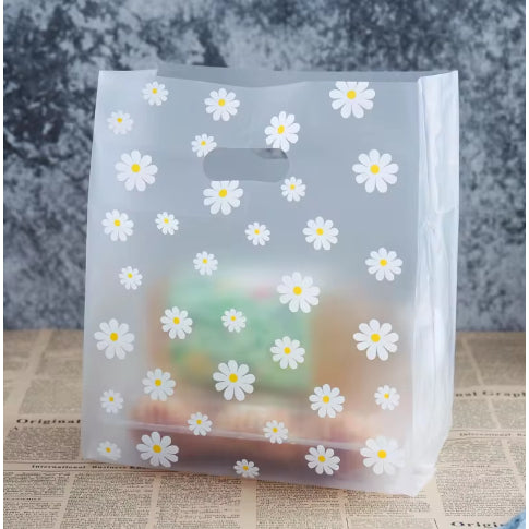 50pcs Design Plastic Bag with handle with design for cake, pastry, meal box, plastic bag