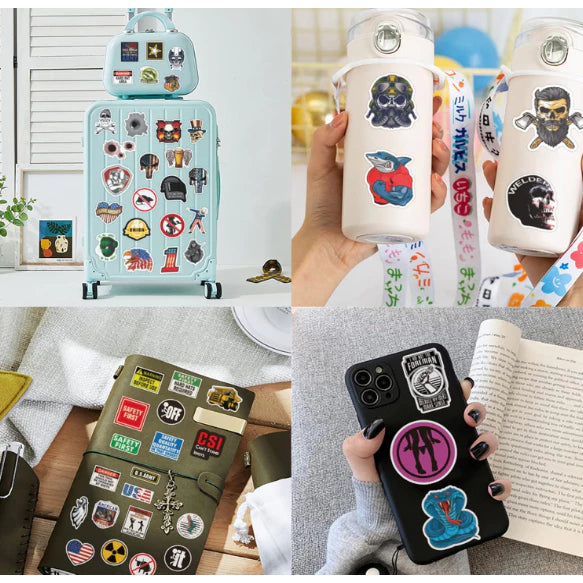 50pcs Graffiti Warning Stickers DIY Waterproof Fashion Decals Stickers