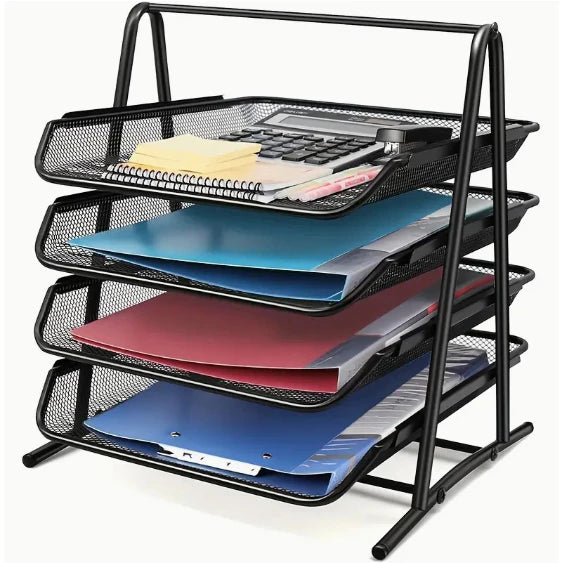 4 Layer Document Basket tray/wire mesh file tray/basket rack multi-layer storage box