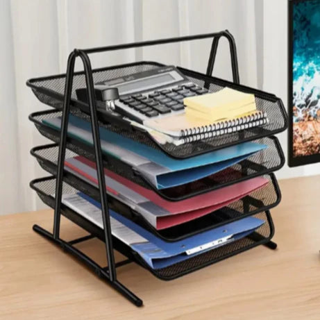 4 Layer Document Basket tray/wire mesh file tray/basket rack multi-layer storage box