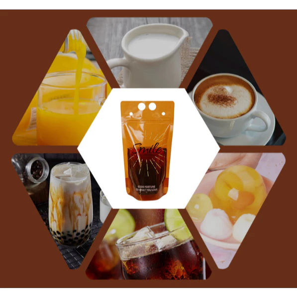 100pcs Disposable beverage bag juice bag self-sealing lemonade milk tea packaging bag
