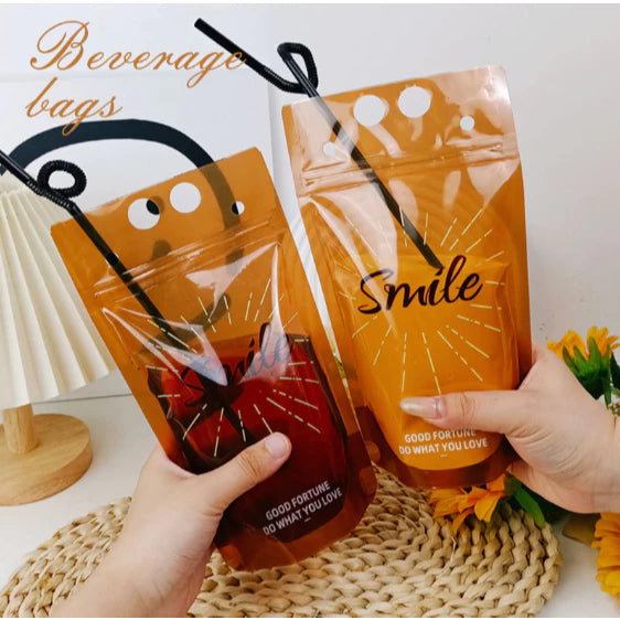 100pcs Disposable beverage bag juice bag self-sealing lemonade milk tea packaging bag