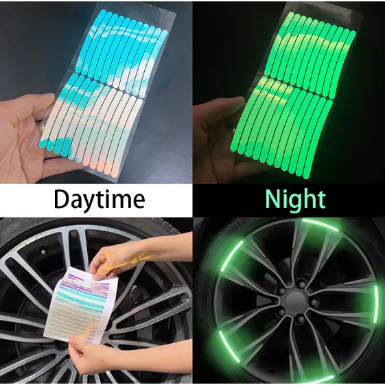 20 Pieces Dazzling Luminous Wheel Hub Strong Reflective Stickers
