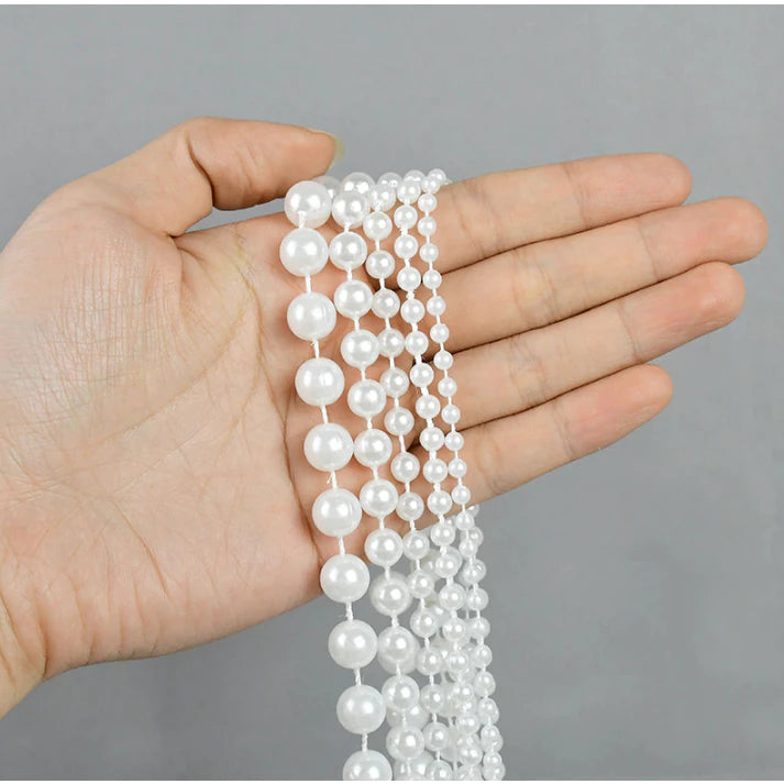 5Meters White Pearl Beads Chain Trim Garland Flowers DIY Wedding Party Decor