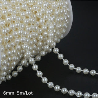 5Meters White Pearl Beads Chain Trim Garland Flowers DIY Wedding Party Decor