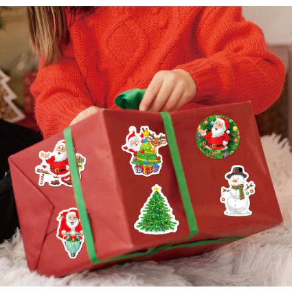 50pcs Christmas Stickers Holographic Laser Stickers Waterproof Christmas Stickers