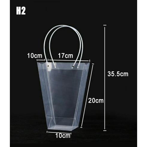 1pc Transparent PVC Tote Bag Flower Bouquet Packaging Bag Clear Handbags