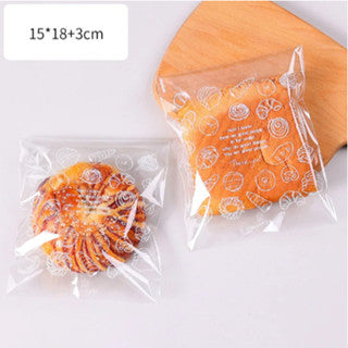 100Pcs Bread Packaging Bag Self Adhesive Plastic Food Donut Pastry Bag