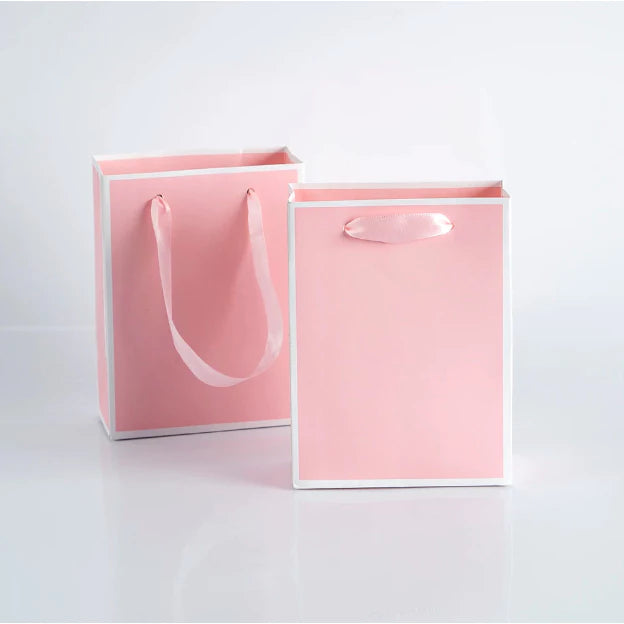 1Pc PINK Paper Bag W/ Black Border Gift Craft Paper Gift Plain Rope Handle Hand bag
