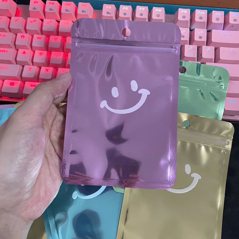 1pc Cartoon smiley face ziplock bag transparent aluminum inner printing packaging bag