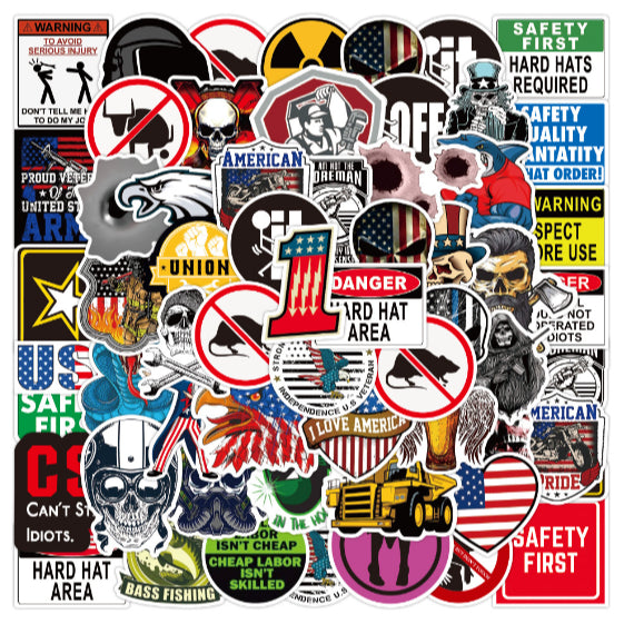 50pcs Graffiti Warning Stickers DIY Waterproof Fashion Decals Stickers