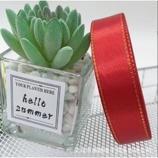 2.5cm double gold-rimmed satin ribbon flower bouquet packaging ribbon gift wrapper