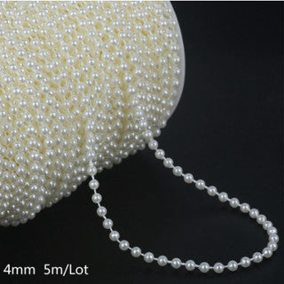 5Meters White Pearl Beads Chain Trim Garland Flowers DIY Wedding Party Decor