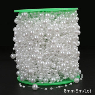 5Meters White Pearl Beads Chain Trim Garland Flowers DIY Wedding Party Decor