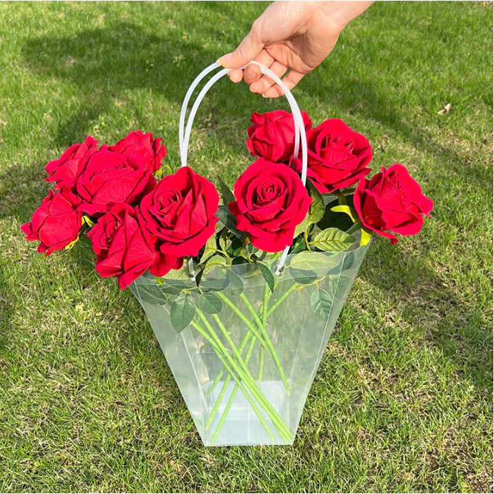 1pc Transparent PVC Tote Bag Flower Bouquet Packaging Bag Clear Handbags