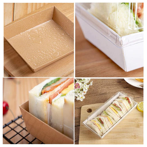 10pcs Transparent Square Cake, Sandwich Kraft Box Pastry Baking Gift Box