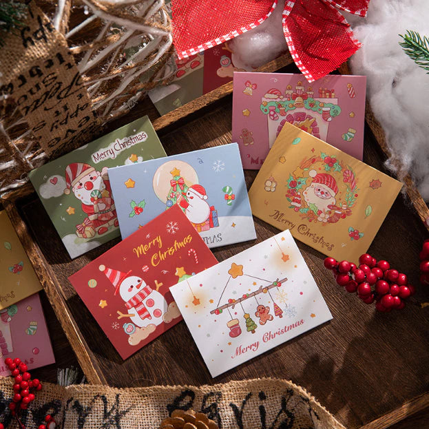 1pc New Christmas tri-fold greeting card Christmas small card gift message card