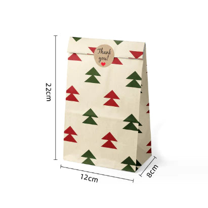 12Pcs Christmas Paper Bags Packaging Candy Gift Wrapping Bag