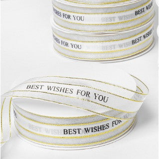 (2.5cmx50yards) BEST WISHES FOR YOU Organza Ribbon Wedding/Birthday Decoration