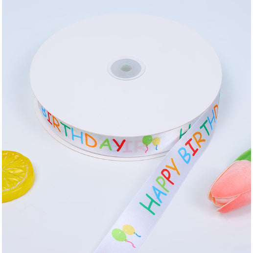 (40 yards) 2.cm Happy Birthday Gross Grain Ribbon, Personalized ribbon, Gross Grain ribbon
