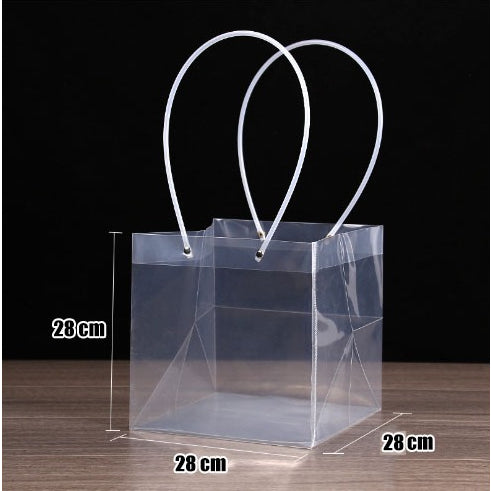 1pc Transparent PVC Tote Bag Flower Bouquet Packaging Bag Clear Handbags